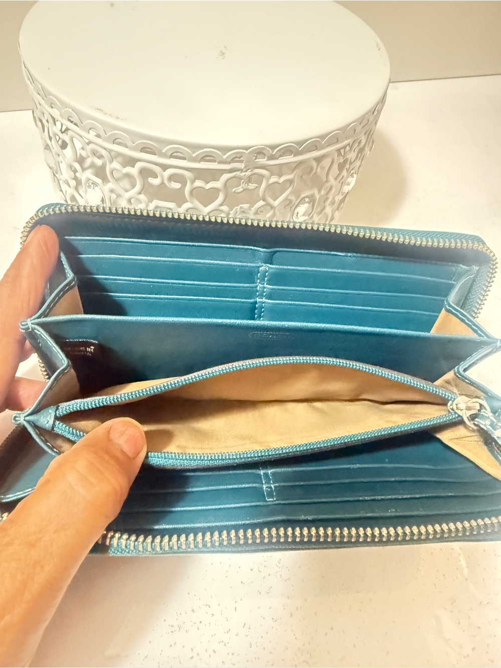 Coach Leather Zip Wallet in Teal - Picture 9 of 10